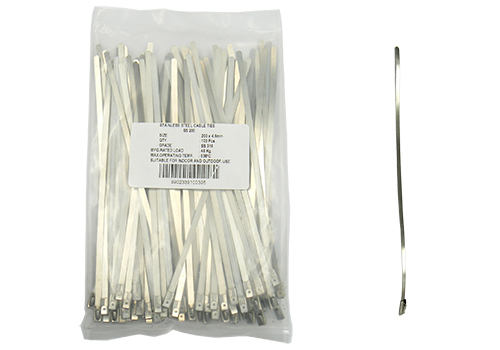 Bag of 100 316 grade stainless steel cable ties – 370mm long x 4.6mm wide